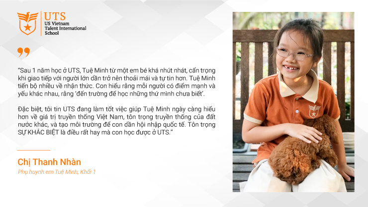 “She has completed the 1st Grade at UTS beyond our expectation”